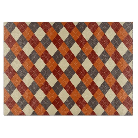 Herbst-Gingham-Muster Schneidebrett (Vorderseite)