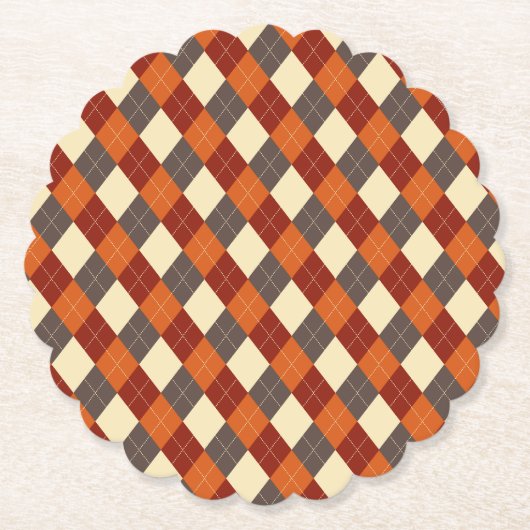 Herbst-Gingham-Muster Untersetzer (Vorderseite)