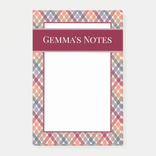Herbst-Gingham Post-it Klebezettel