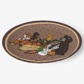 Herbst-Gingham-Rundpapierscheiben Pappteller (Schrägansicht)