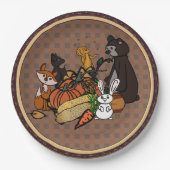 Herbst-Gingham-Rundpapierscheiben Pappteller (Vorderseite)