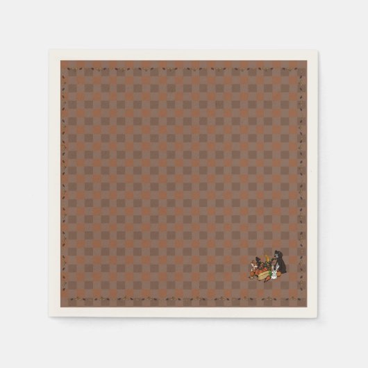 Herbst-Gingham-Standard-Papier-Servietten Serviette (Vorderseite)