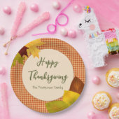 Herbst-Gingham-Thanksgiving-Papierplatten Pappteller (Party)