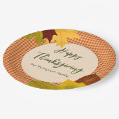Herbst-Gingham-Thanksgiving-Papierplatten Pappteller (Schrägansicht)