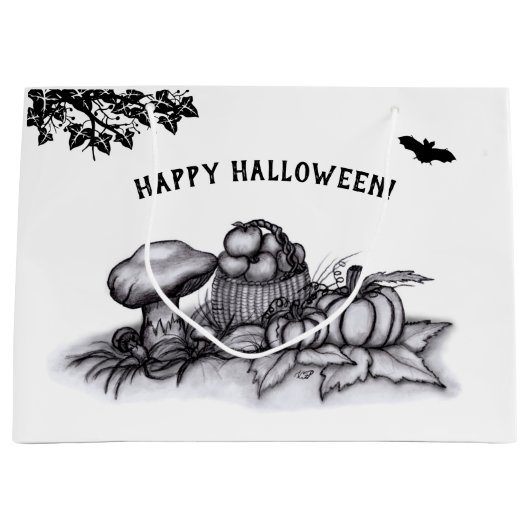 Herbst, glückliches Halloween! Große Geschenktüte (Vorderseite)