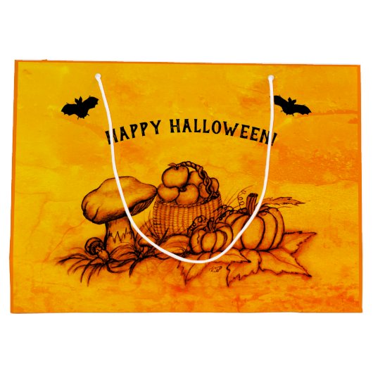 Herbst, glückliches Halloween! Große Geschenktüte (Rückseite)