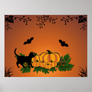 Herbst, glückliches Halloween! Poster