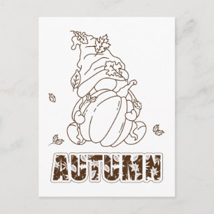 Herbst-Gnom & Kürbis-Malaktivität Postkarte