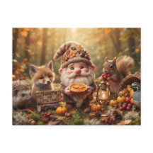 Herbst-Gnom mit Tieren und Pie Thanksgiving