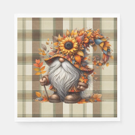 Herbst-Gnom Serviette (Vorderseite)