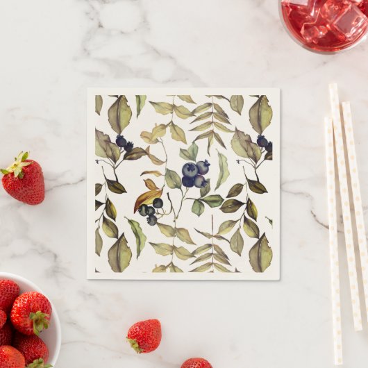 Herbst-Gold-Blätter & Blue Berries Serviette (Beispiel)