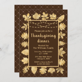 Herbst Gold Blätter Erntedank Dinner Brown Einladung