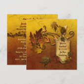 Herbst-Gold-Blätter Hochzeit Einladung (Vorne/Hinten)