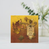 Herbst-Gold-Blätter Hochzeit Einladung (Stehend Vorderseite)