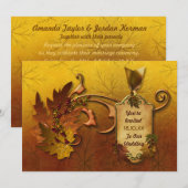 Herbst-Gold-Blätter Hochzeit Einladung (Vorne/Hinten)