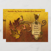Herbst-Gold-Blätter Hochzeit Einladung (Vorne/Hinten)