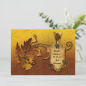 Herbst-Gold-Blätter Hochzeit Einladung (Stehend Vorderseite)
