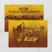 Herbst-Gold-Blätter Hochzeit RSVP Karte (Vorne/Hinten)