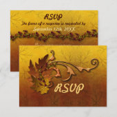 Herbst-Gold-Blätter Hochzeit RSVP Karte (Vorne/Hinten)