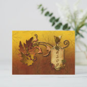 Herbst-Gold-Blätter Hochzeit RSVP Karte (Stehend Vorderseite)