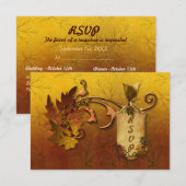 Herbst-Gold-Blätter Hochzeit RSVP Karte (Vorne/Hinten)