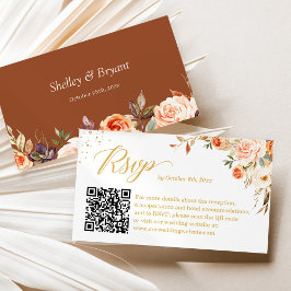Herbst Gold Floral Wedding Online UAWG QR Code Begleitkarte