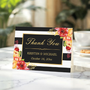 Herbst Gold Gelb Rot Florale Streifen Danke