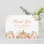 Herbst-Gold-Glitzer Pumpkin-Blume Dankeskarte (Stehend Vorderseite)