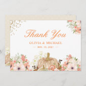 Herbst-Gold-Glitzer Pumpkin-Blume Dankeskarte (Vorne/Hinten)