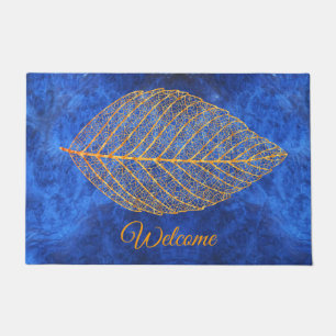 Herbst-Gold-Leaf auf Sapphire Blue Fußmatte