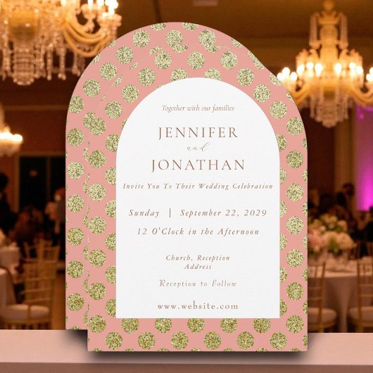Herbst Gold Polka Dots Einladung Hochzeit