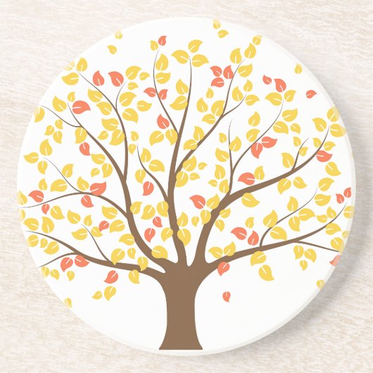 Herbst-Gold-Tree Sandstein Untersetzer (Vorne)