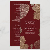 Herbst-Gold- und Burgunder-Blatt-Hochzeitsprogramm Programm (Vorne/Hinten)