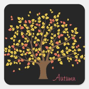 Herbst-Goldbaum-Aufkleber Quadratischer Aufkleber
