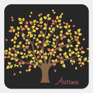 Herbst-Goldbaum-Aufkleber Quadratischer Aufkleber