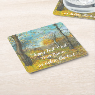 Herbst golden in einer Eichenwaldmalerei Aquarell Rechteckiger Pappuntersetzer