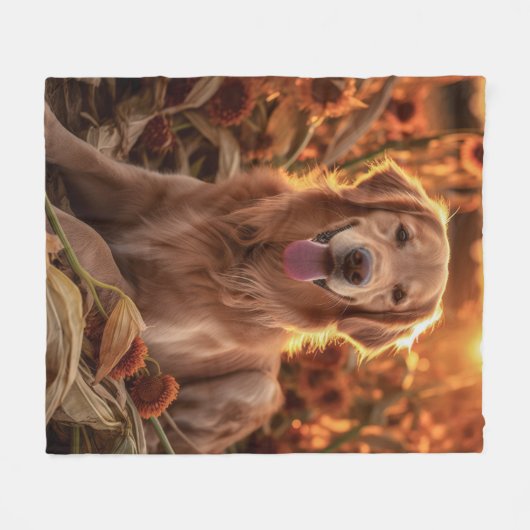Herbst Golden Retriever Fleecedecke (Vorderseite (Horizontal))