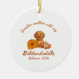 Herbst Goldendoodle Hygge Keramik Ornament