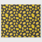 Herbst Goldene Blume Schwarzer nahtloser Fall Geschenkpapier (Flach)