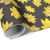 Herbst Goldene Blume Schwarzer nahtloser Fall Geschenkpapier (Rolleneckpunkt)