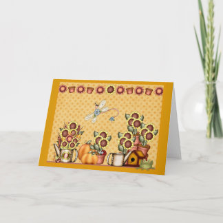 Herbst-Goldsonnenblume-Gelb-Land Prims Kürbis Feiertagskarte