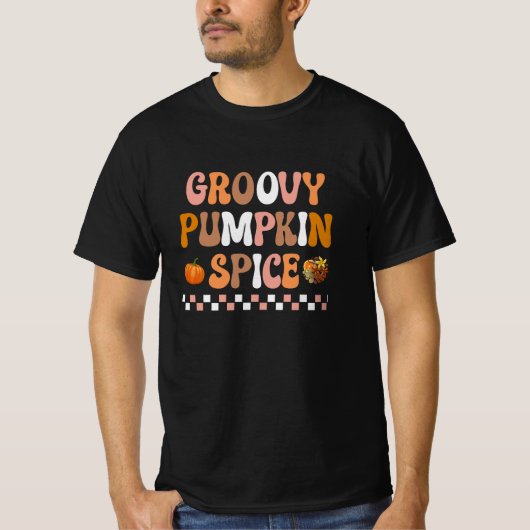 Herbst-Groovy Pumpkin Gewürzdesign T-Shirt (Vorderseite)