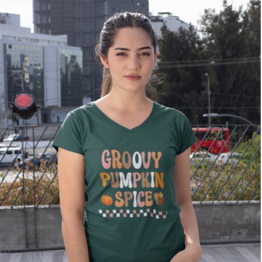 Herbst-Groovy Pumpkin Gewürzdesign T-Shirt