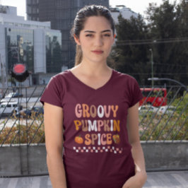 Herbst-Groovy Pumpkin Gewürzdesign T-Shirt