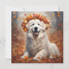 Herbst - Große Pyrenäen Happy Puppy 2 Feiertagskarte