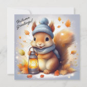 Herbst Grüße Niedlich Rotes Eichhörnchen Karte (Vorderseite)