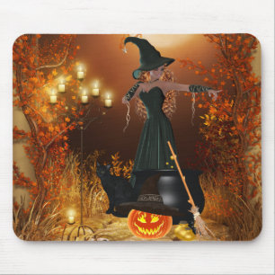 Herbst-Halloween-Hexe Mousepad