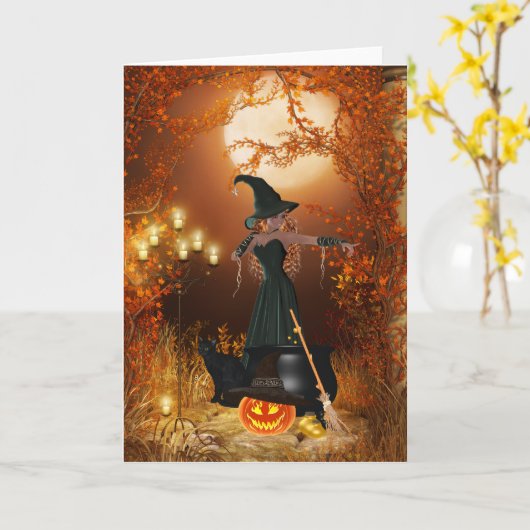 Herbst Halloween Karte (Gelbe Blume)
