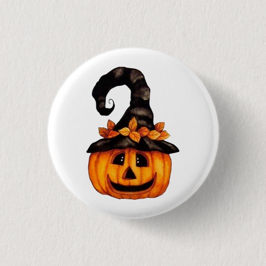 Herbst-Halloween-Kürbislaterne-Kürbis-Knopf Button (Vorderseite)