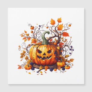 Herbst Halloween lustiger Kürbis Magnetkarte